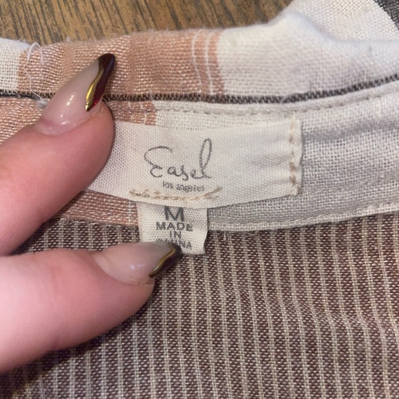 Vintage Distressed Plaid Shirt in Brown and Cream - Picture 3 of 4